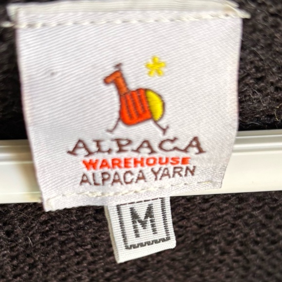 100% Alpaca Fair Isle Zip Front Hoodie Sweater Black White Gray Size M - Picture 7 of 14